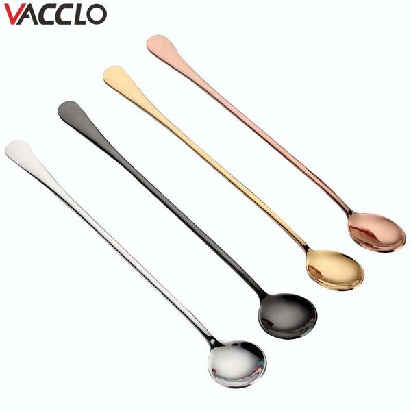 

spoons vacclo titanium-plated stainless steel ice scoop with long handle coffee spoon honey dessrt cutlery