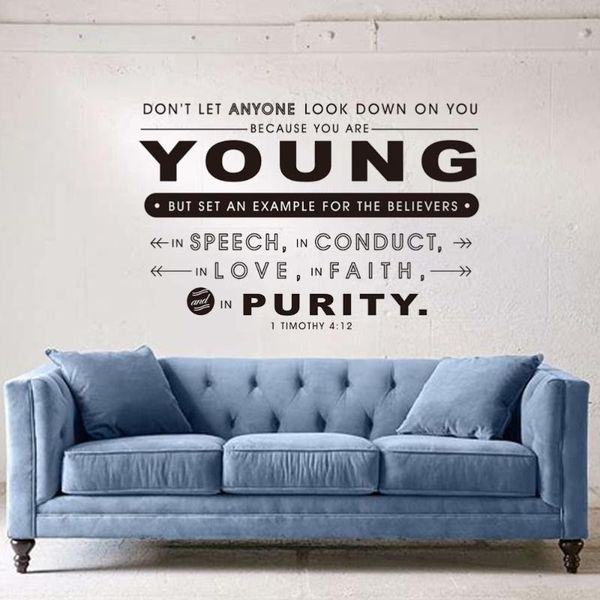 

timothy 4:12 don't let anyone look down wall sticker bible verse scripture decal wallpapers