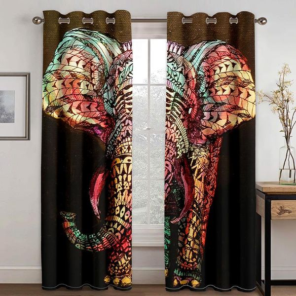 

curtain & drapes 3d elephant modern minimalist pattern blackout set hook, suitable for home curtains in the living room and bedroom