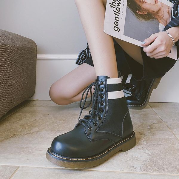 

boots soft patent leather platform women round toe solid black designer ankle women's botines rojos mujer1