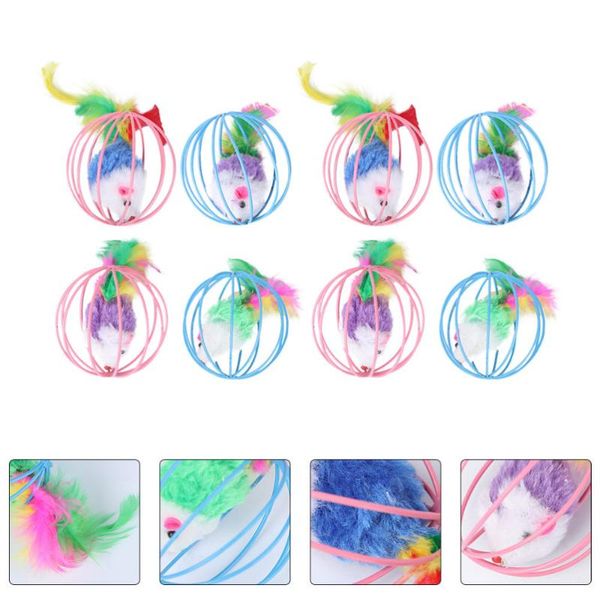 

cat toys 8pcs pet teaser teasing plush rat plaything (random color)