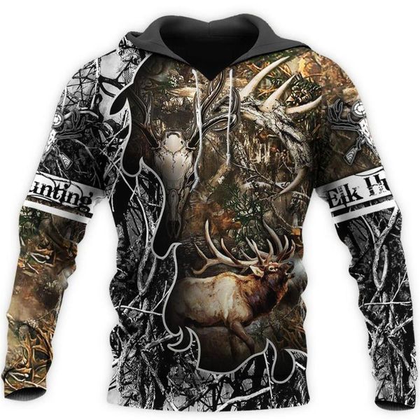 

men's hoodies & sweatshirts camo amo hunting animals deer art 3d hoodie men women fashion hooded sweatshirt long sleeve casual pullover, Black