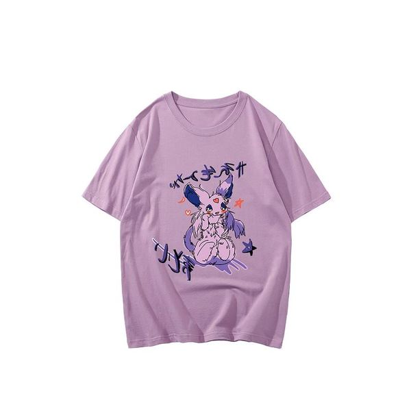 

women's t-shirt black cartoon loose t shirt oversize streetwear funny cool o neck tees summer high street harajuku japan females, White