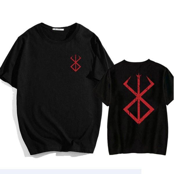 

men's t-shirts summer t-shirt male berserk logo japanese cartoon o-neck fashion hip hop print couple short sleeve, White;black