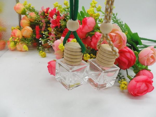 

1pieces 6ml square glass bottle hanging car perfume parfum perfumes maquiagem jar pendant empty bottles storage & jars