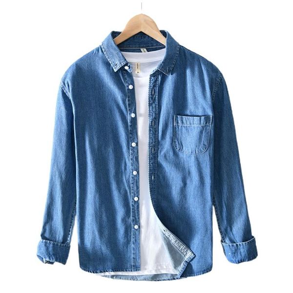

helisopus spring men's casual denim shirt 3 colors long sleeve cotton slim fit cowboy male brand clothes shirts, White;black