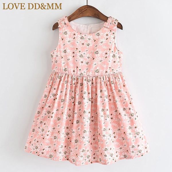 

dd&mm girls dresses 2021 summer children's wear sweet full printed floral round neck sleeveless bow vest dress1, Red;yellow