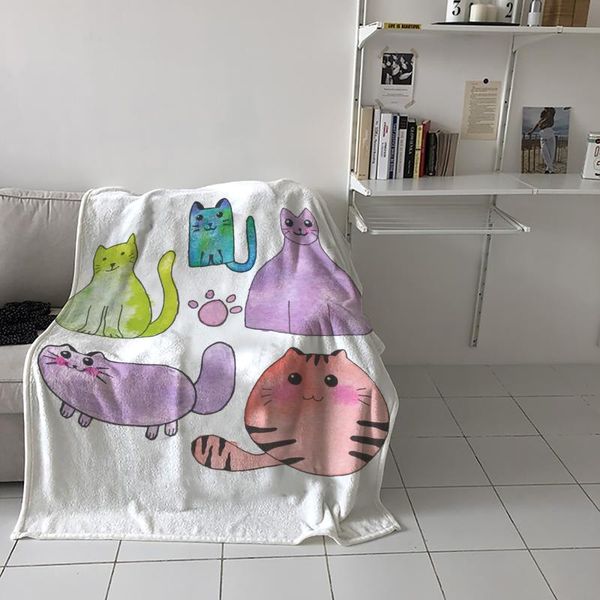 

blankets cartoon animal cat pet throw blanket picnic travel portable soft bedspread microfiber flannel for beds