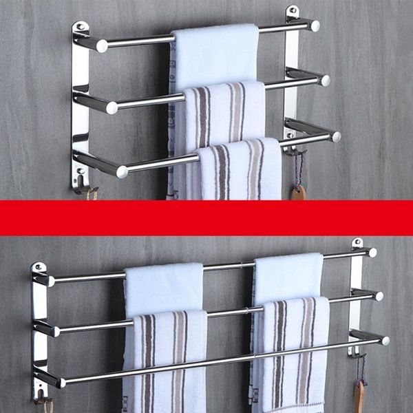 

towel racks stretchable adjustable stainless steel bar 3-tier flexible bathroom rack wall-mounted hand dish cloths hanger holder