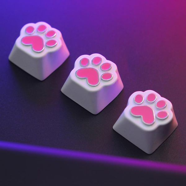 

keyboards meng soft pink cat claw cute girl personalized metal relief backlit mechanical keyboard keycaps