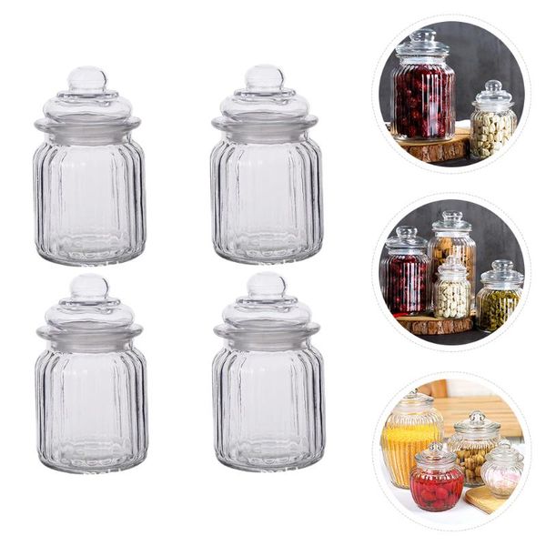 

storage bottles & jars 4pcs tea glass jar pickle sealed can with lid container (650ml)