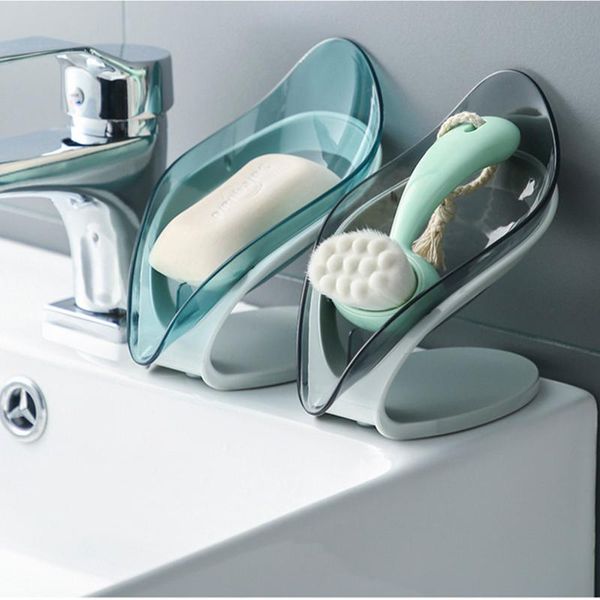 

soap dishes bathroom box shower holder creative transparent leaf supplies accessories