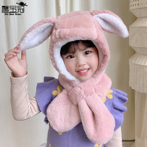 

hair accessories winter thick and windproof boys' or girls' hats warm with ears cartoon filled one-piece, Slivery;white