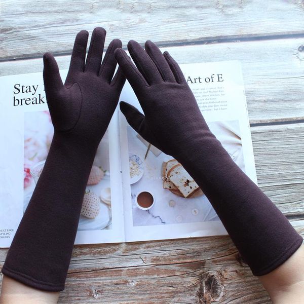 

five fingers gloves bickmods women' long cotton color style fashionable straight board suitable for winter and autumn, Blue;gray