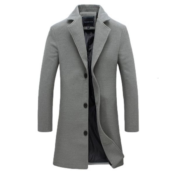 

1lbq winter wool jacket men's high-quality coat casual slim collar /men's long cotton trench 4sz0, Black