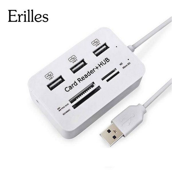 

hubs erilles multi micro usb hub 2.0 otg combo splitter sd tf card reader extension port wh cable adapter for computer smart