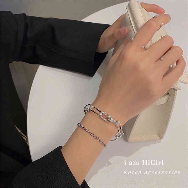 

chinese-style products fashion full diamond chain double-layer bracelet hip-hop small crowd design simple cold wind hand accessories