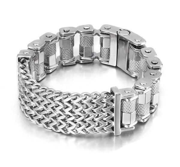 

23mm 9.26 inch heavy 173g double franco motorcycle chain bracelet large men's titanium steel bangle jewelry, Black