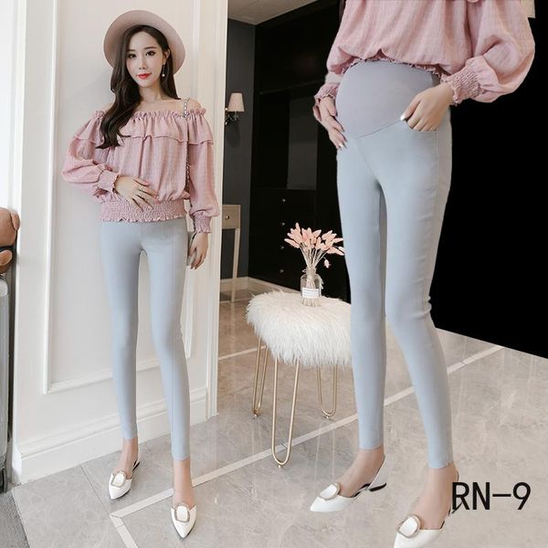 

maternity bottoms pregnant women pants spring 2021 outside wearing nine-point autumn thin leggings skinny casual, White