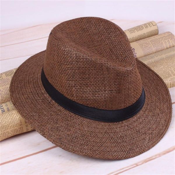 

wide brim hats 1pc men sunhat straw panama cowboy cap summer outdoor beach travel sun hat fashion accessories, Blue;gray