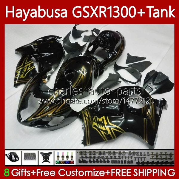 Hayabusa-Körper für Suzuki GSXR 1300CC GSX R1300 1300 CC 1996-2007 74NO.175 Schwarzes Golden GSX-R1300 GSXR-1300 2002 2003 2004 2005 2006 2007 GSXR1300 96 98 99 00 01 Favorit