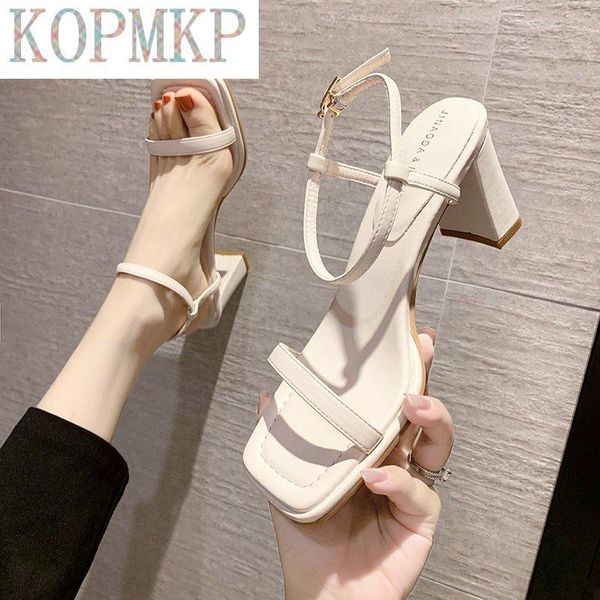 

dress shoes 2021 gladiator fashion square toe leisure women sandals open ankle strap high solid colors buckle chunky heels ladies, Black
