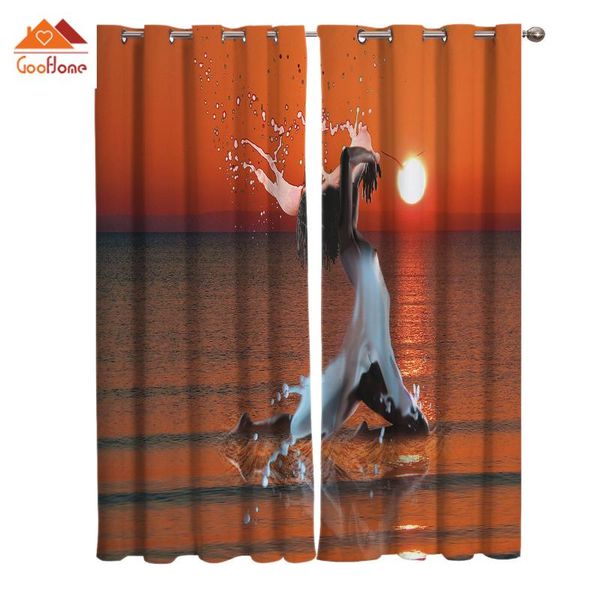 

curtain & drapes sunset dance sea wave window curtains living room outdoor fabric home decor