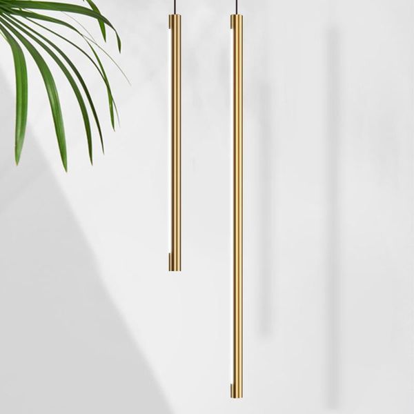 

pendant lamps chandelier nordic style copper strip simple bar decoration small modern led bedroom bedside