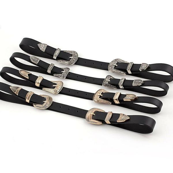 

belts vintage belt double buckle adjustable mental leather for women 2021 waist fashion boho waistband, Black;brown