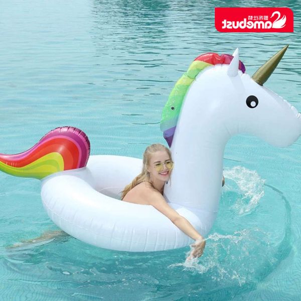 

swimming ring unicorn swimming circle tianma colorful horse floating bed adults and children inflatable aquatic animal mount