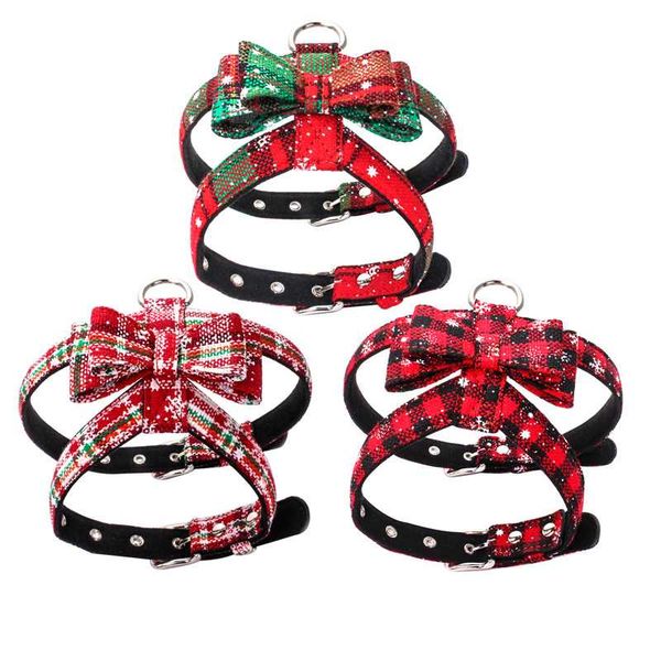 

dog harness leash set pet snow christmas bow knot vest chest belt walking collar security suppliers collars & leashes