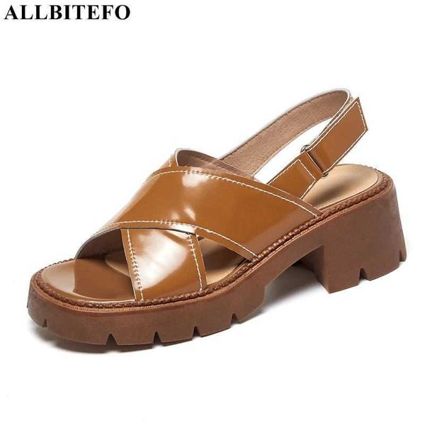 

allbitefo waterproof platform beach shoes genuine leather women heels sandals summer fashion girls shoes sandals high heel shoes 210611, Black