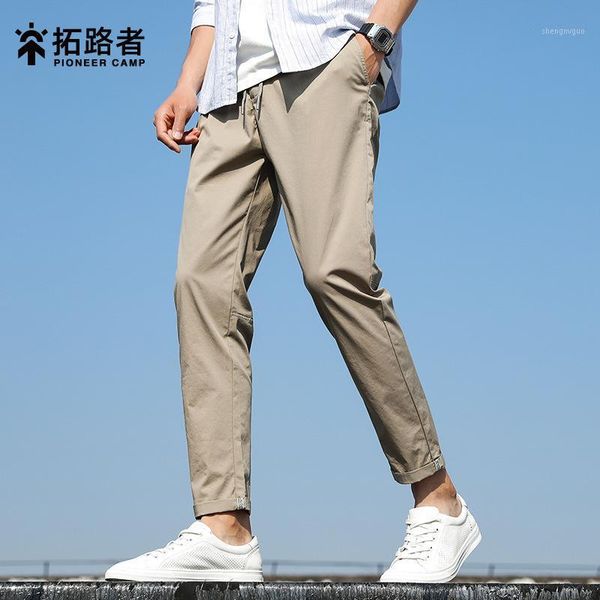 

men's pants toulouzhe casual 2021 summer thin drawcord solid straight, Black