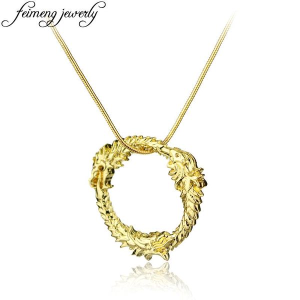 

game series the elder scrolls necklace tes skyrim design dragon round pendant gold color necklaces, Silver