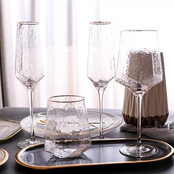 

wine glasses home hammered goblet creative glass cups red diamond champagne brandy wedding luxury drinkware s