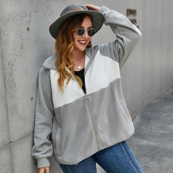 

women's jackets ladies autumn winter plus size women clothing jacket for large loose long sleeve khaki blue velvet zipper coat, Black;brown