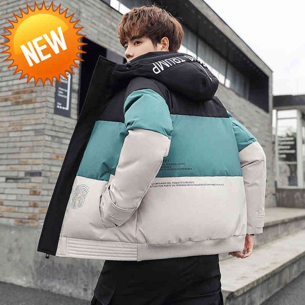 

casual 2021 youth fashion autumn winter duck down jacket for men & women outwear parka hooded coats thick warm clothes, Black