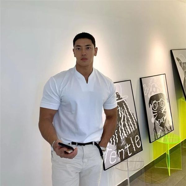 

arrived v neck short sleeve men t shirt slim fit t-shirt skinny casual summer tshirt camisetas hombre m-3xl men's t-shirts, White;black