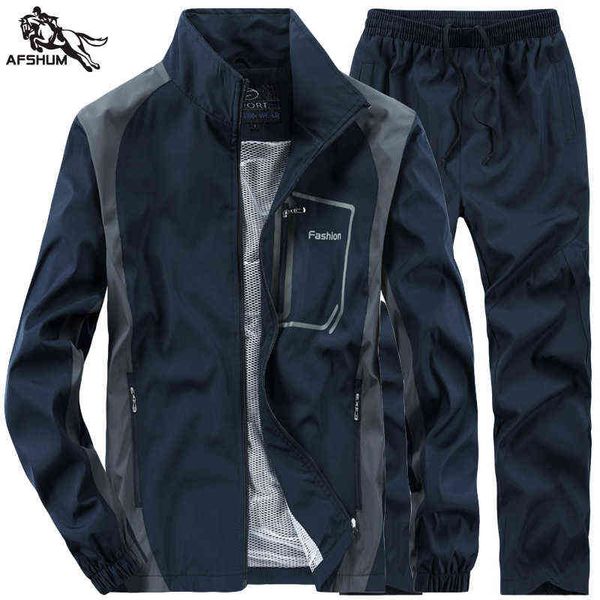 

tracksuit men set l-3xl 4xl 5xl men's 2 pieces sets spring autumn new youth casual clothing fitness tracksuits splicing set t313 g1209, Gray