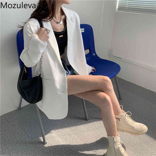 

suits mozuleva autumn polyester filled single breasted lady in the office regular korean female blazer white blazers, White;black