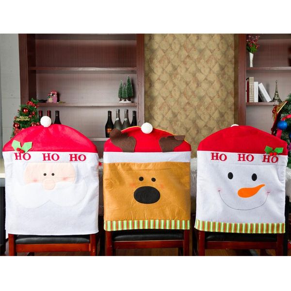 

chair covers cover dinner dining table santa claus elk snowman ornament back christmas decor year supplies