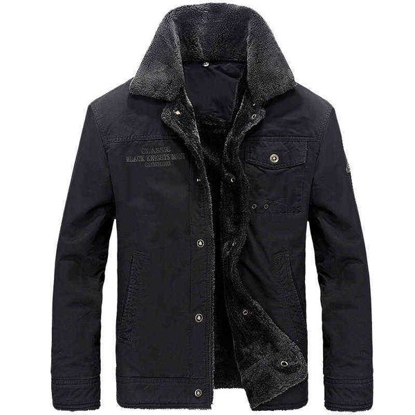 

winter jacket men thick warm fleece jackets parkas coat military jacket men collar detachable single breasted chaquetas hombre y1103, Black