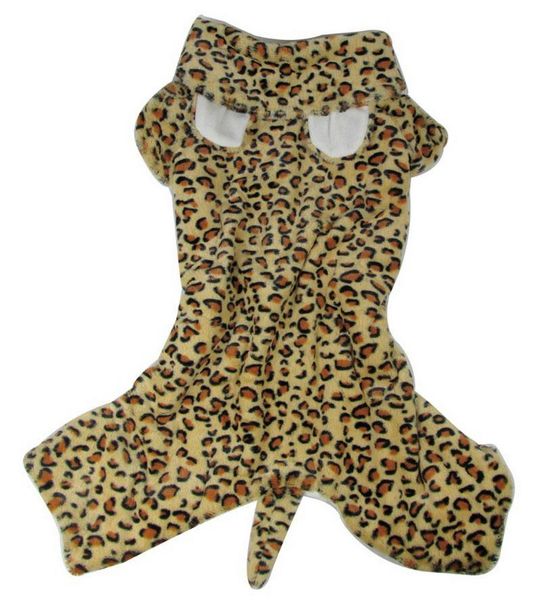 

dog apparel medium clothes for female/males leopard print costume hooded pajamas jumpsuit halloween cosplay