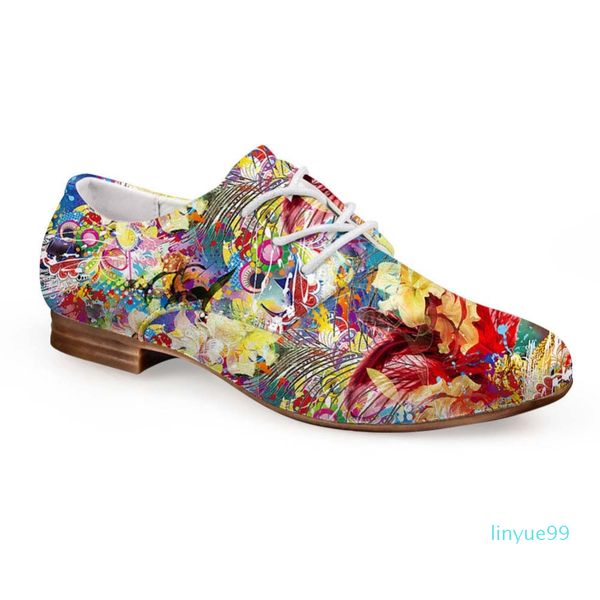 

luxurys designers shoes casual oxfords shoes rose mixed color flowers print women leather business dress shoe lace up loafers, Black