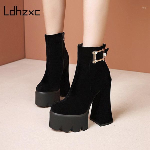 

boots ldhzxc est winter women high heels platform shoes zip black fashion dress party woman ankle 1 n8n6