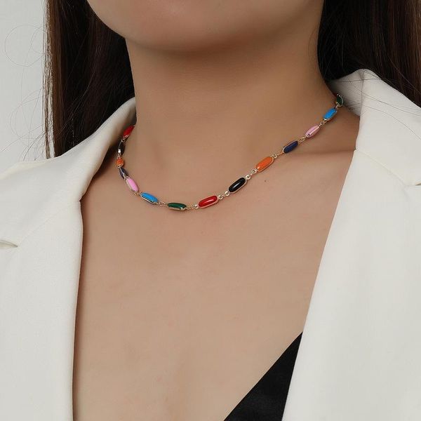 

pendant necklaces bohemian colorful stone bead choker gold silver color chain necklace for women wedding party fashion jewelry