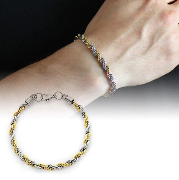 

bangle tesbihane silver-gold color steel men 's rope bracelet, Black