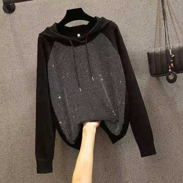

women's t-shirt arrival spring/summer korean style women long sleeve hooded t shirt all-matched cotton diamonds design t-shirt w253 xer, White