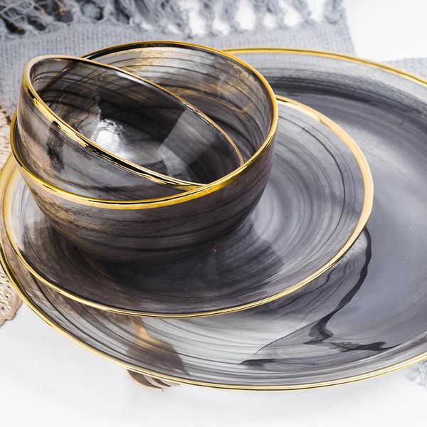 

dishes & plates phnom penh glass dish set creative cloud tableware fruit salad bowl steak western mat plate