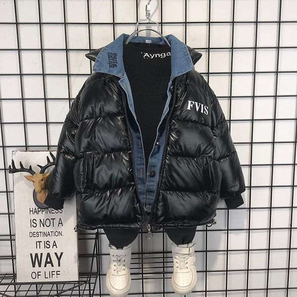 

jackets boys winter coats children cotton padded baby thick warm coat kids denim outerwear fashion teen overcoat clothes z8, Blue;gray